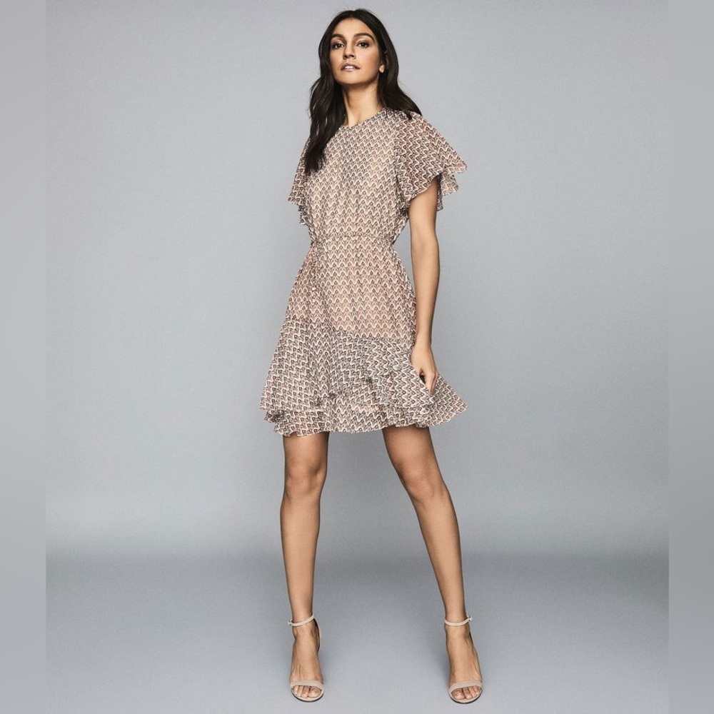 Reiss Anna Printed Ruffle Dress